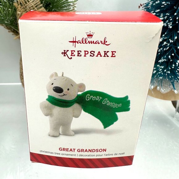 Hallmark Keepsake Ornament Great Grandson Polar Bear Scarf Winter Christmas 2014 - Picture 1 of 8